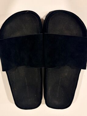 James Perse suede platform slides